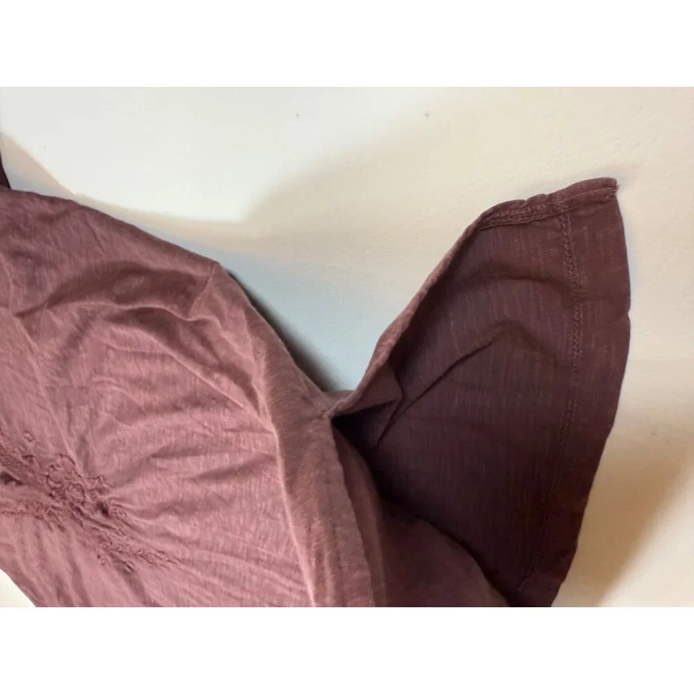Caite Boho Style Burgundy Embroidered Long Sleeve Top 100% Cotton L (bin ii95) - Picture 6 of 8